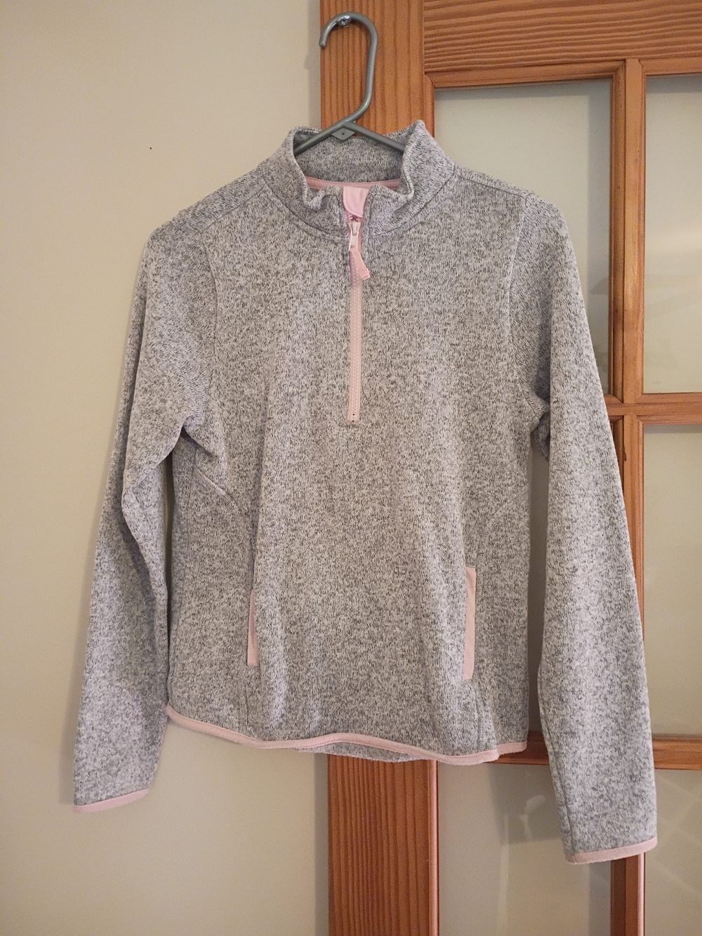Athletic Works Gray Heather Quarter-Zip Pullover with Pink Trim